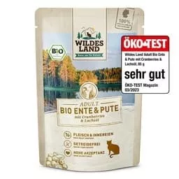 Wildes Land Nassfutter Bio Ente und Pute mit Cranberries 85 g